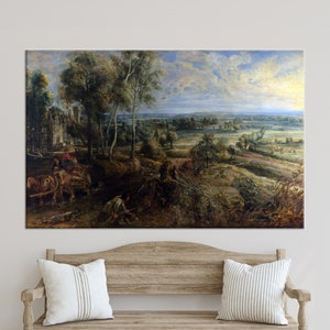 3D Wandkunst, Leinwand Dekor, Wand Kunst Leinwand, Ein Blick auf Het Steen früh am Morgen, Paar Poster, Landschaft Leinwanddruck,