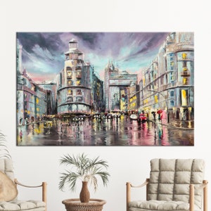 Canvas Print, Large Wall Art, Canvas Wall Art, Madrid Gran Via Wall Art, Landscape Canvas Gift, City Landscape Wall Decor,