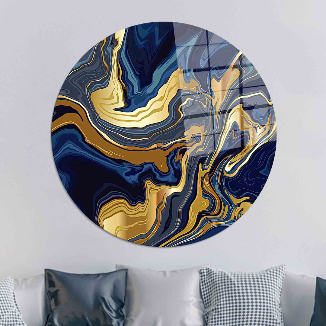 Glass Printing, Wall Decor, Wall Art, Navy Blue Glass Decor, Luxury