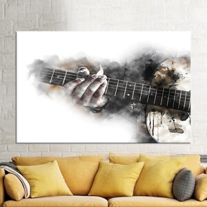 Canvas Decor, Canvas Home Decor, Canvas Gift, Music Artwork, Guitar Printed, Watercolor Canvas Poster, Abstract Guitar Canvas Poster,