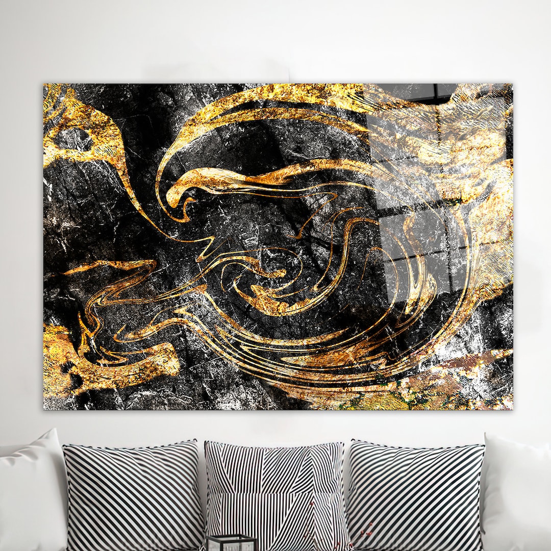 Glass Wall Decor Glass Printing Wall Art Gold Glass Wall Etsy