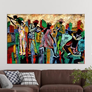 Large Wall Art, Wall Art Canvas, 3D Canvas, Abstract Jazz Music Printing, Music Room Canvas Decor, Jazz Music Canvas Print,