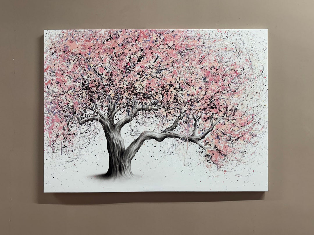 Pink Tree Abstract Pink Tree Painting Print: Abstract Canvas Wall Art - Etsy