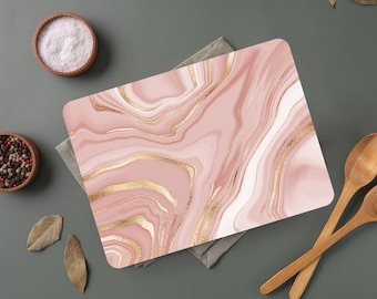 Tabla de cortar de vidrio templado de mármol rosa: Decoración de cocina moderna