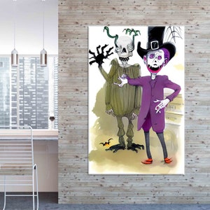 Canvas Art, Wall Art, Large Canvas, Halloween Scary People Drawing Print, Halloween&#39;s Gift 3D Canvas, Scary Artwork,