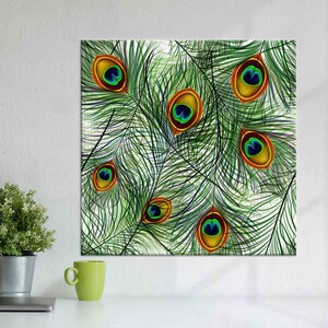 Trendy Printed, Gift for Her, Peacock Printed, Canvas Decor, Peacock Feather, Framed Wall Art, Feather Canvas Decor,