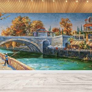 Sochi Fluss Landschaft,3d Wand-Papier,Papier Wand KunstCity Landschaft Tapete,Fischer Wandbild,Moderne Tapete,Ansicht Tapete,