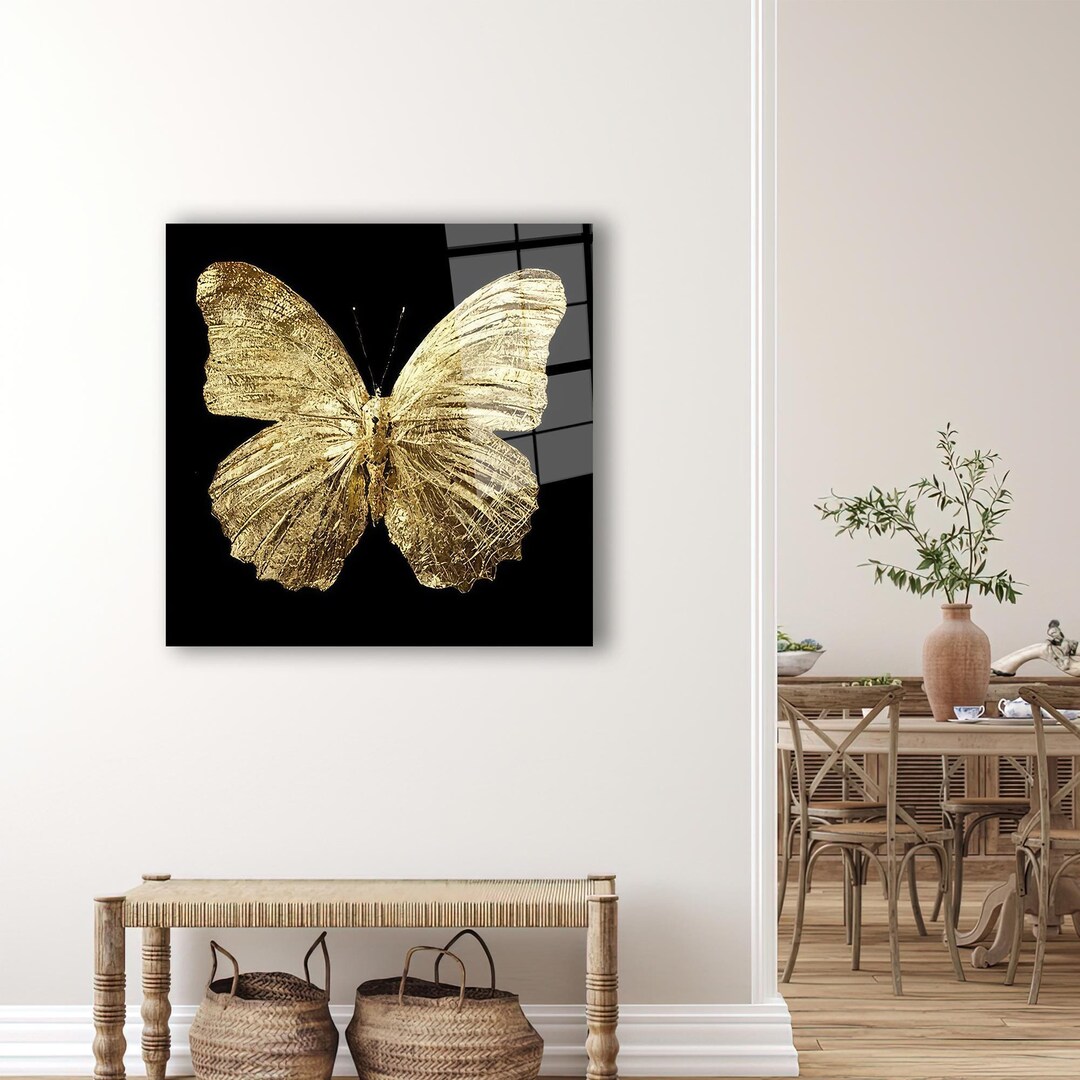 Gold Glass Wall, Large Decor Art, Modern Tempered Glass, Animal Art