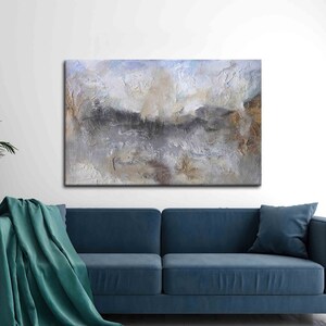 Gray Plaster Painting: Soft Tones Abstract Canvas Art