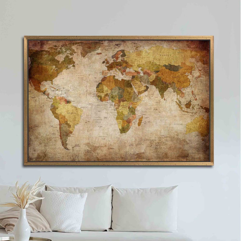 Vintage World Map Canvas Art: Large Atlas Poster image 4