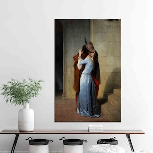 Canvas Home Decor, Canvas Art, Canvas, Francesco Hayez The Kiss, Francesco Hayez Canvas Poster, Kiss Wall Decor, Famous Poster,