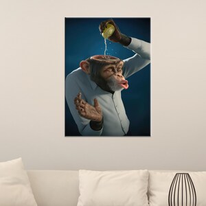 Modern Poster, Personalized Gift For Her, Brainless Monkey Canvas Gift, Monkey Canvas, Animal Wall Hangings, Gifts,