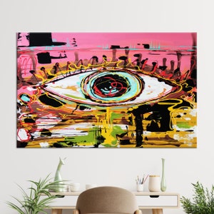 Canvas Gift, Canvas Print, Canvas, Pink Canvas Art, Eye Art Canvas, Abstract Art, Graffiti Canvas Art, Street Wall Decor,