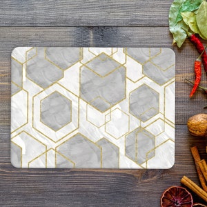 Marble Cutting Board, Gray Cutting Board, Modern Marble Pattern Chopping Board, White Serving Board, Easy to Carry, Chopping Board, UV Print