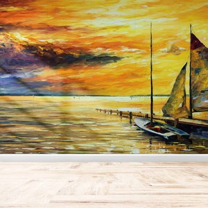 Abstrakte Wandkunst,Papier Wandkunst,Natur Wandbild,3d Tapete,Meer Landschaft Wand Poster,Moderne Tapete,Boot Wallpaper,