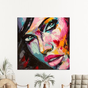 Lienzo 3D, decoración de pared, arte de pared 3D, decoración de pared rosa, lienzo de arte de niña, arte de pared de mujer, cartel de lienzo de retrato, cartel de lienzo moderno,