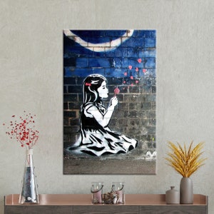 Canvas Gift, Canvas Print, Large Wall Art, Dandelion Hearts Canvas Art, Girl Graffiti Printed, Graffiti 3D Canvas, Abstract 3D Canvas,
