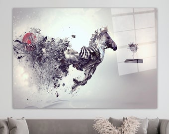Horse Tempered Glass Wall Art: Abstract Modern Decor