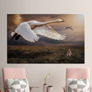 Canvas, Canvas Art, Canvas Home Decor, Animal Art, Stork Wall Art, Abstract Art, Bird Wall Decor, Two Stork And Cute Baby Art,