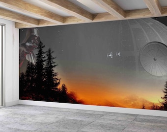 Custom Wall Paper,Bright Wall Paper,Star Wars,Paper Wall ArtModern Wallpaper,Starry Sky Wall Decor,Death Star Wall Paper,