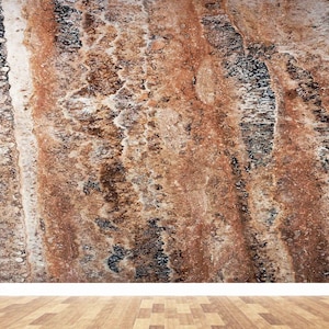 Brown Travertine Stone Wallpaper: Modern 3D Wall Decor