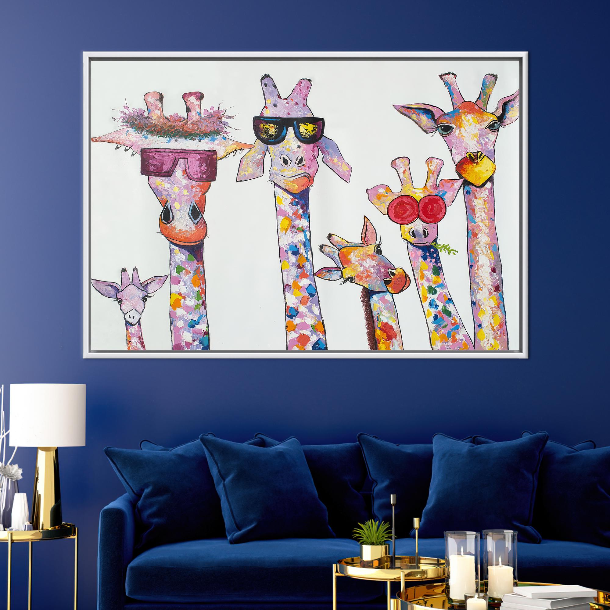 Giraffe Family Canvas Art: Abstract Animal Artwork, Bedroom Decor - Etsy