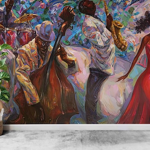 Wall Paper Peel and Stick,Modern Wall Paper,African Singer Wall Poster,Jazz Musicians Wall Mural,Paper Wall ArtAbstract Mural,