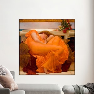 Wand Kunst Leinwand, Leinwand Wohnkultur, Leinwand Kunst, Frederic Leighton Flaming June, Reproduktion Kunst Leinwand, Frau 3D Leinwand,