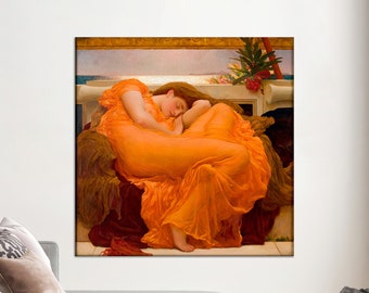 Impresión artística en lienzo de Frederic Leighton Flaming June: lienzo pretensado