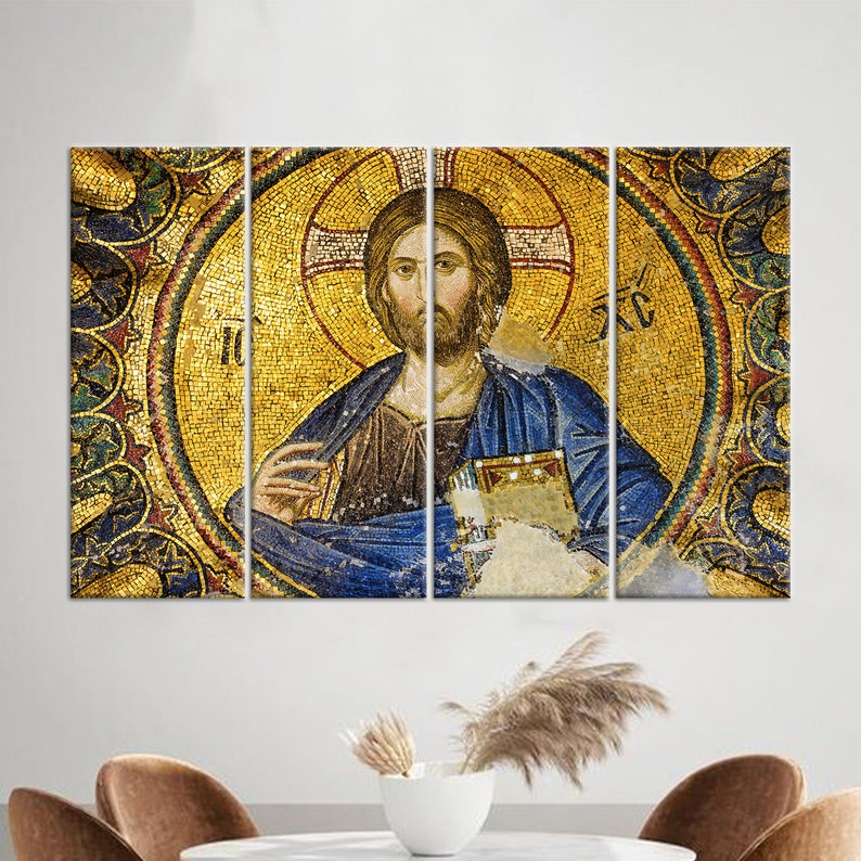 Jesus Christ Mosaic Canvas Print: Religious Wall Art - Etsy