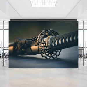 Paper Wall ArtModern Wall Poster,Katana Wallpaper,Modern Wall Paper,Ju Jutsu Wall Mural,Bright Wall Paper,Katana Sword Wall Art,