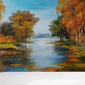 Bright Wall Paper,Paper Wall ArtAutumn Landscape Painting,View Wall Print,3d Wall Paper,Autumn Wallpaper,