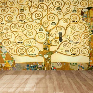 Wand-Papier Schälen und aufkleben, Klimt Der Baum Des Lebens, Helle Tapete, Moderne Tapete, Baum Leben Wand-Dekor, Reproduktion Wand Poster,