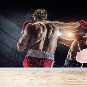 Boxing Gym Mural: Man Cave Wallpaper, Custom Wall Art