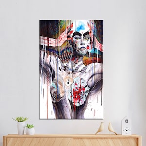 Canvas Print, Wall Decor, Living Room Wall Art, Naked Woman Drawing, Abstract Woman Printed, Abstract Woman Canvas, Abstract Canvas,