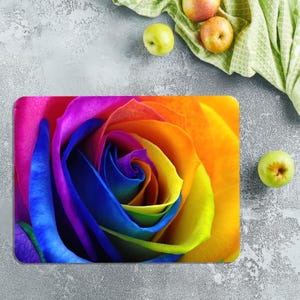 Floral Tempered Glass Cutting Board: Colorful Rose Design