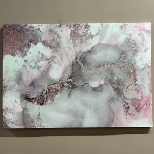 Canvas Home Decor, Canvas Art, Large Canvas, Pink And Gray Marble, Abstract Canvas Art, Alcohol Ink Artwork, Pink Marble Wall Decor,