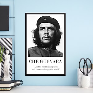 Arte de pared, decoración de pared, impresión de lienzo, Che Guevara, arte de motivación, lienzo de cambio del mundo, cartel de lienzo de cita positiva, arte de pared famoso,