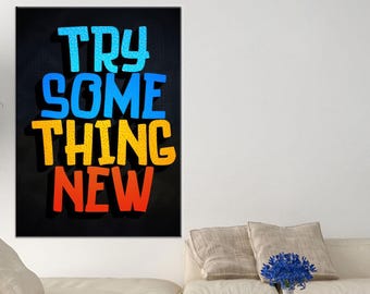 Arte motivacional en lienzo: prueba algo nuevo, decoración de pared moderna