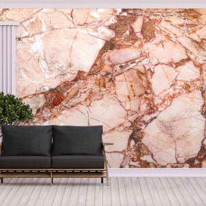 Marble Wall Mural, Pink And Brown Marble, Custom Wall Paper, 3d Wall Paper, Wall Paper Peel and Stick, Abstract Wallpaper, Modern Wall Poste