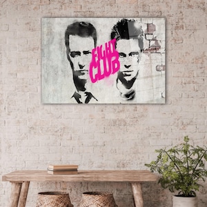 Man Cave Glass Printing, Modern Art, Graffiti Wall Decoration, Fight Club Glass Art, Fight Graffiti Wall Decor, Gift For Her,