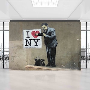 Painting Mural,3d Wall Paper,Paper Wall ArtModern Wall Paper,Banksy NY Wall Poster,Banksy I Love NY,Banksy Street Wall Decor,