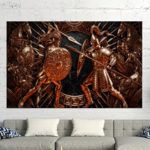 3D Spartan Warrior Canvas Art: Abstract Wall Decor