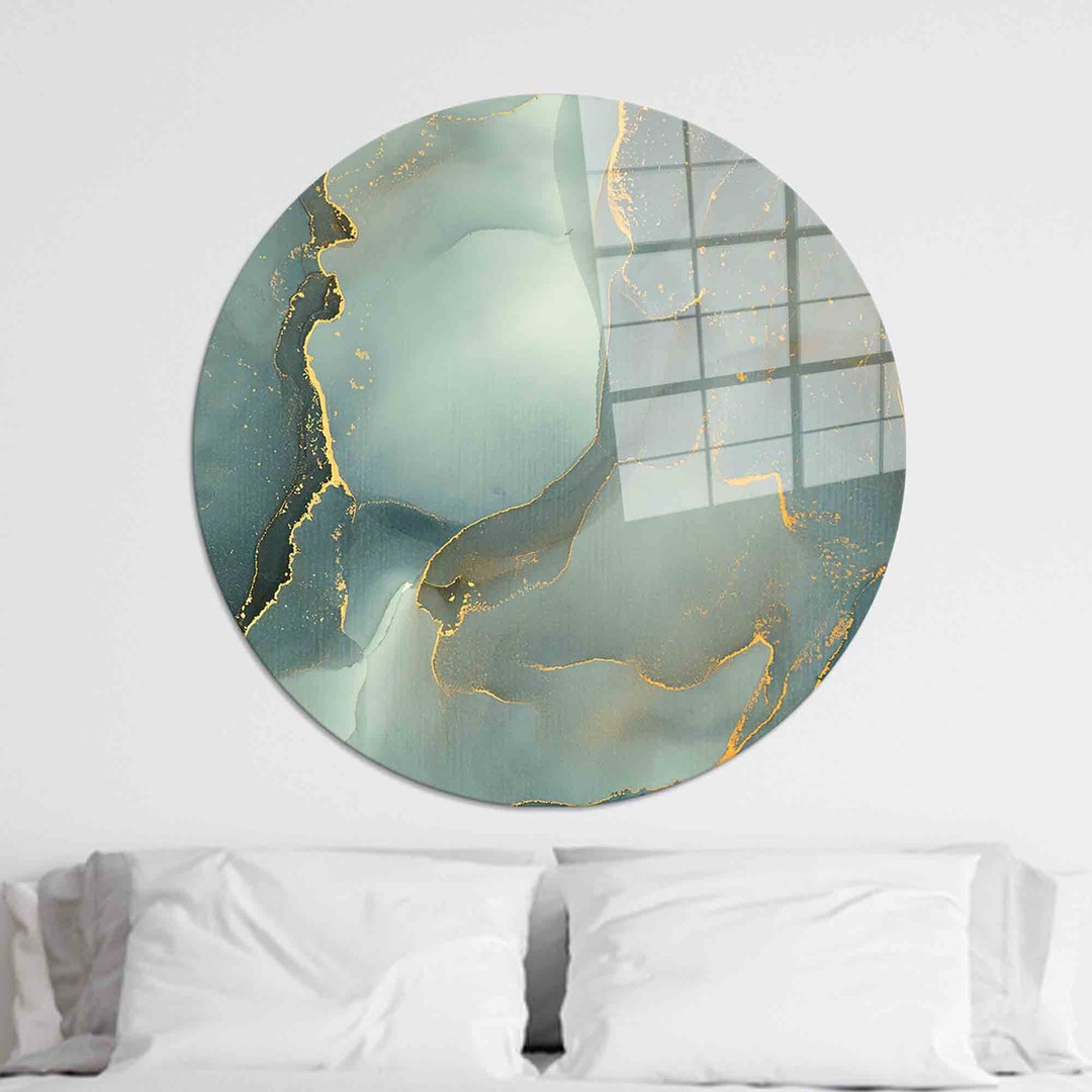 Green Marble Tempered Glass Wall Art: Modern Home Decor - Etsy