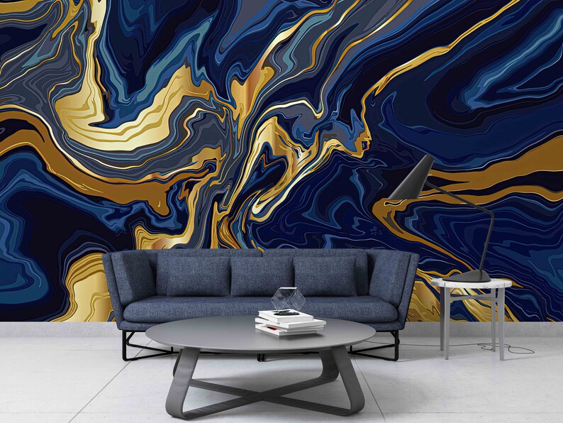 3D Navy Blue 1430 Wall Murals