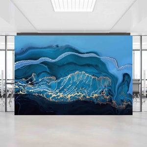 Helle Tapeten,abstrakte Tapete,Papierwandkunstblau und Gold Marmor,moderne Tapete,moderne Wandplakat,