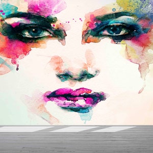 Watercolor Woman Wall Mural: Peel and Stick Wallpaper
