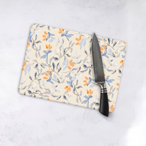 Floral Tempered Glass Cutting Board: Botanical Kitchen Decor