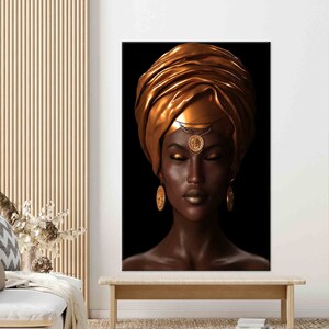 Beautiful Woman Artwork, Wall Decor, Living Room Wall Art, Wall Art Canvas, African Woman Artwork, African Woman, Black Woman Canvas Poster,
