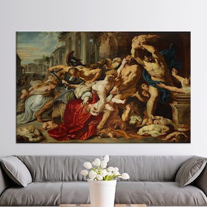 3D Wall Art, Wall Decor, Canvas, Massacre of the Innocents, Classic Art, Reproduction Canvas Print, Oil Painting Print, Baroque 3D Canvas,